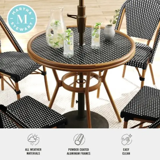 Martha Stewart Lily Pond Indoor-Outdoor Bistro Dining Table with 4 Stackable Bistro Chairs image {4}