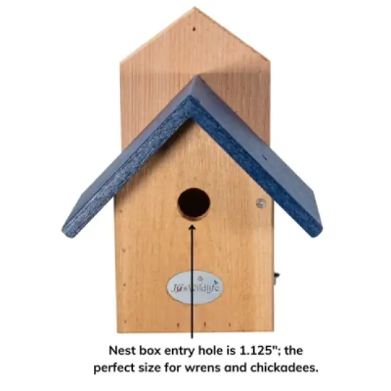 JCS Wildlife Chickadee Post Mount Birdhouse with Recycled Poly Lumber Roof image {5}
