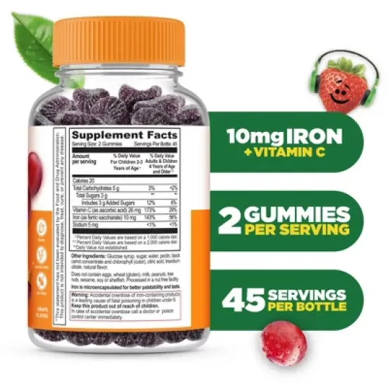 Lifeable - Iron + Vitamin C - Kids - 90 Gummies image {1}