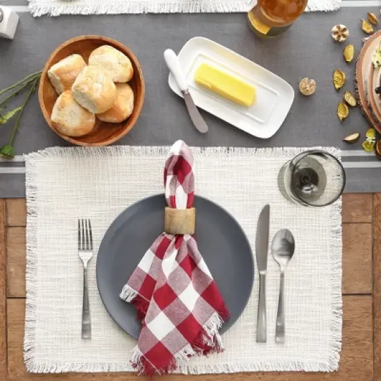 Design Imports Cream Sugar Basket Fringe Placemat Set/4 image {5}