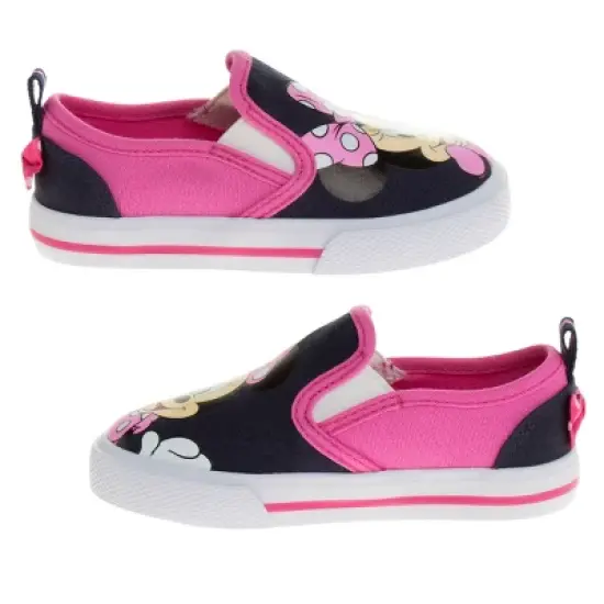 Disney Minnie Mouse Girls No Lace Shoes - Kids Disney Character Loafer Low top SlipOn Casual Tennis Canvas Sneakers (size 5-12 toddler - little kid) image {3}