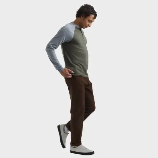 Hanes Beefy-T Men's Long Sleeve Colorblock Henley image {3}