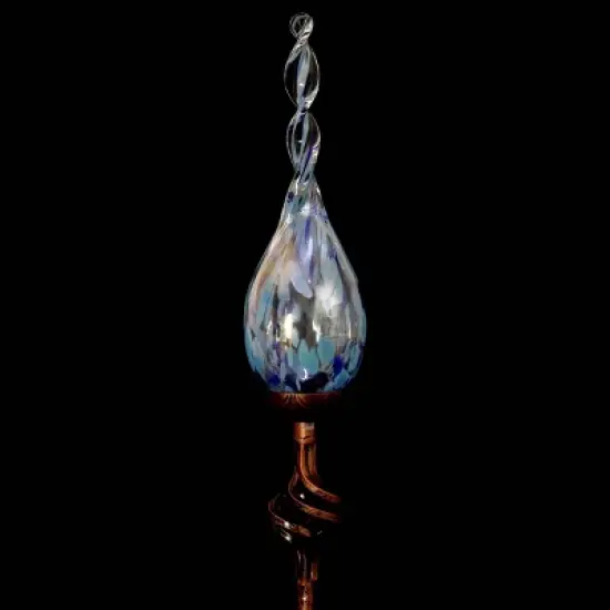 30" Pearlized Glass Solar Flame Stake Light Blue - Exhart image {8}