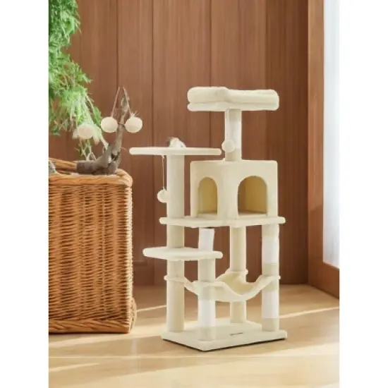 44.1' Cat Tree Tower for Indoor Cats ,Multi-Level Cat Condo Cat Furniture with Scratching Posts, Perches, Hammock, Cave image {2}