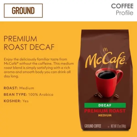 McCafe Premium Roast Decaf, Medium Roast, Ground Coffee, 12 oz, Pack of 2 image {2}