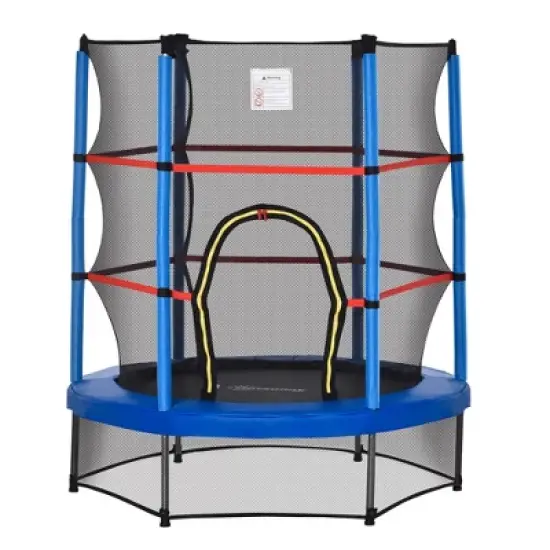 Outsunny &Phi;5FT Kids Trampoline with Enclosure Net Steel Frame Indoor Outdoor Round Bouncer Rebounder Age 3 to 6 Years Old image {7}