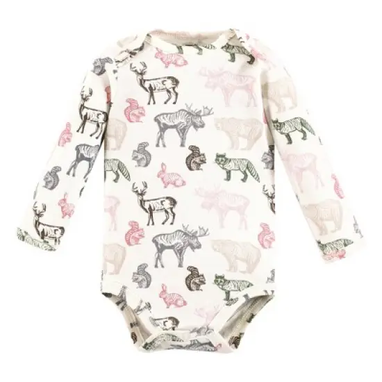 Touched by Nature Infant Girl Organic Cotton Long-Sleeve Bodysuits, Girl Woodland image {4}
