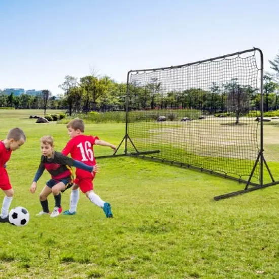 Costway Soccer Rebounder Net 12 x 6 FT Portable Football Training Equipment with Net White/Black image {1}