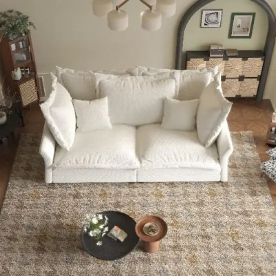 CAVINAS Modern Upholstered Loveseat Sofa, Deep Seat Couches with Multiple Large Soft Pillows, Convertible Deep Seat Chaise Longue, Cloud Couch Sofa image {1}