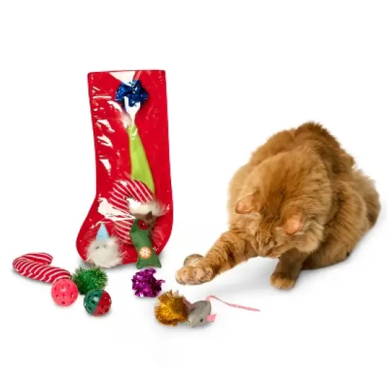 Midlee Christmas Stocking Cat Toy Gift Set (14 Toys) image {2}