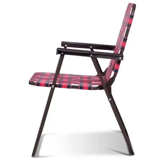 Costway 6pcs Folding Beach Chair Camping Lawn Webbing Chair Lightweight 1 Position Red image {6}