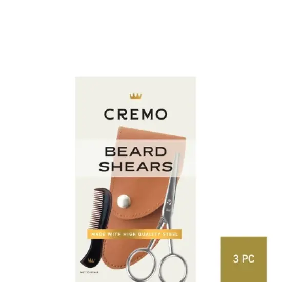 Cremo Beard and Mustache Stainless Steel Shears With Synthetic Leather Carrying Case And Comb For Precise Facial Hair Trimming image {5}