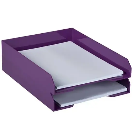 JAM Paper 2pk Stackable Desktop Paper Trays Purple image {2}