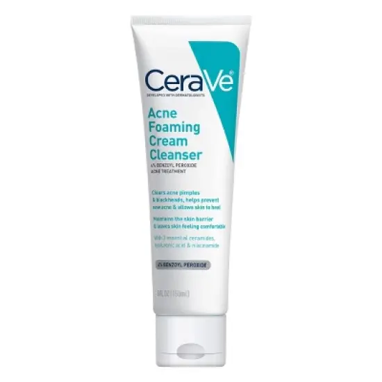 CeraVe Acne Foaming Cream Face Cleanser, Acne Treatment Face Wash - Fragrance-Free - 5oz image {2}