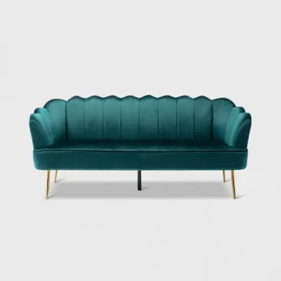 Reitz Modern Glam Velvet Channel Stitch 3 Seater Shell Sofa - Christopher Knight Home image {13}