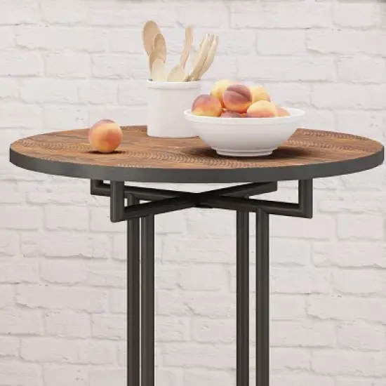 32" Westleigh Round Industrial Bar Table Dark Brown - Christopher Knight Home image {3}