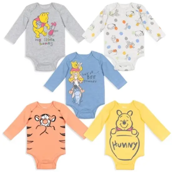 Disney Lion King Winnie the Pooh Mickey Mouse Baby 5 Pack Bodysuits Newborn to Infant image {7}