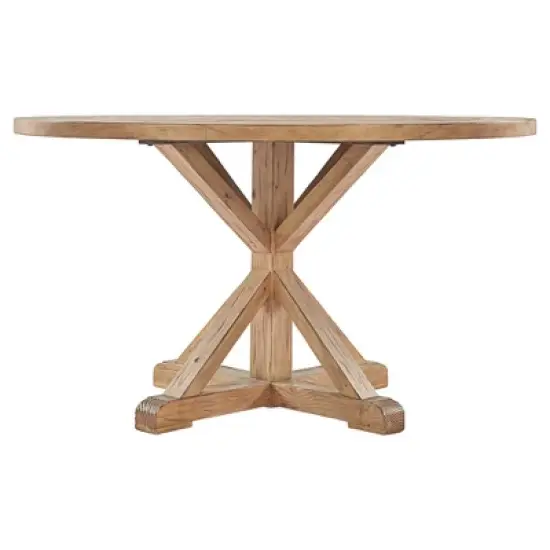 Sierra Round Farmhouse Pedestal Base Wood Dining Table - Inspire Q image {1}