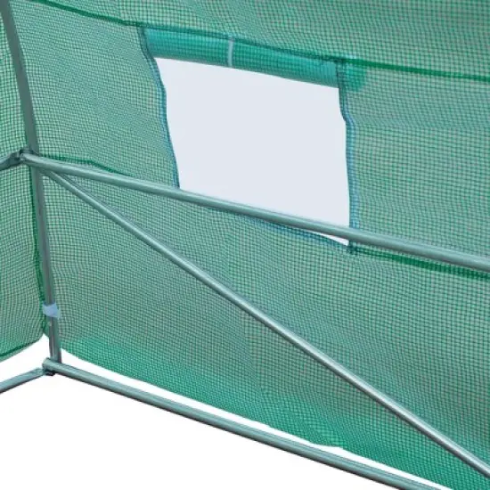 Outsunny 26' x 10' x 7' Outdoor Walk-In Tunnel Greenhouse with Roll-up Windows & Zippered Door, Steel Frame, & PE Cover image {6}