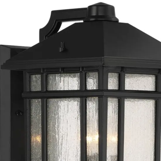 Kathy Ireland Modern Outdoor Wall Light Fixture Black 15 1/4" Seedy Glass Panels for Exterior House Porch Patio Outside Garage image {2}