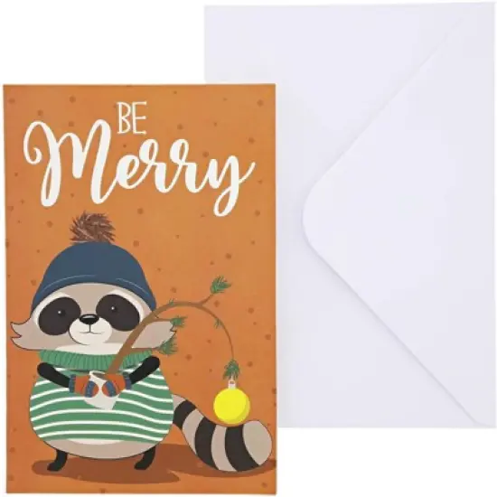 48 Pack (8 of Each) Cute Woodland Animal Christmas Cards with Envelopes, 4 x 6 inches, 6 Assorted Designs Merry Xmas Festive Themed Greeting Cards image {2}