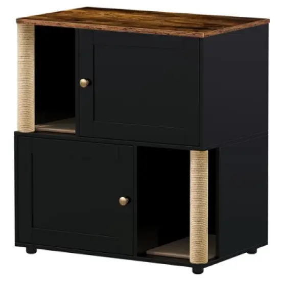 Double Cat Litter Box Enclouse, Litter Box Enclosure for 2 Cats, Cat Litter Cabinet Double Room image {7}