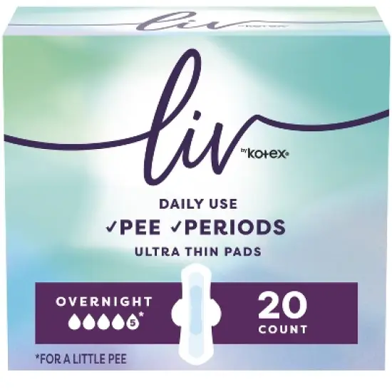 Liv by Kotex Period & Pee Overnight Absorbency Ultra Thin Pads - 20ct image {6}