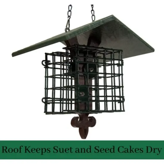JCs Wildlife Fleur de Lis Suet Feeder with Eco-Friendly Poly Lumber Roof - Holds 2 Seed or Suet Cakes image {3}