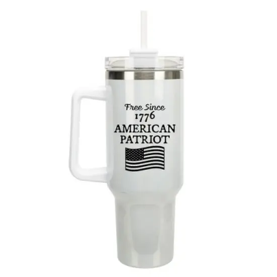 100 North Free Since 1776 American Patriot Flag Wrap-Around 40 Oz. Stainless Steel Water Bottle Coffee Mug, Spill & Leak Resistant, Travel Tumbler image {5}