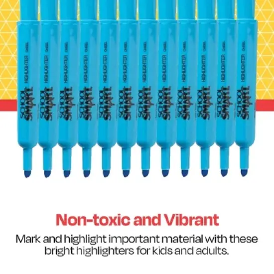 School Smart Tank Style Highlighters, Chisel Tip, Blue, Pack of 12 image {2}
