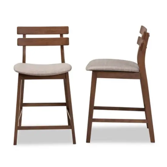 Set of 2 Larine Wood Counter Height Barstools - Baxton Studio image {2}