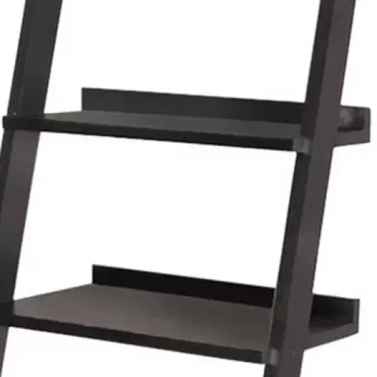 72.25" Exhibiting Modern Ladder Bookshelf Black Universe - Benzara image {3}