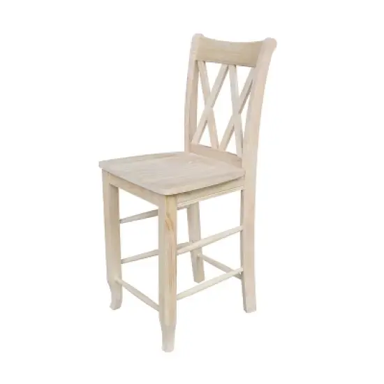 24" Double X Back Counter Height Barstool Unfinished - International Concepts image {4}