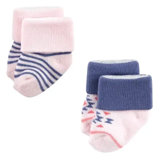 Luvable Friends Baby Girl Newborn and Baby Terry Socks, Coral Mint Aztec 12-Pack image {5}