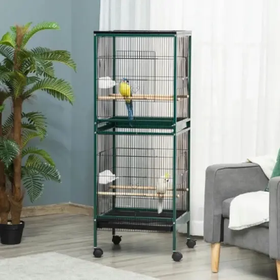 Resenkos Rabbit Hutch, Duck Cage Hutch,Rabbit Coop, 54" 2-Story Large Rabbit Hutch Bunny Cage with Lockable Doors, No Leak Tray,Natural Orange image {8}