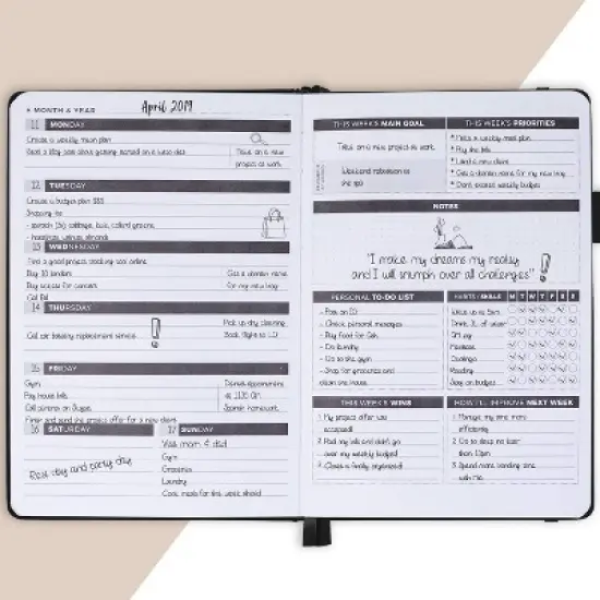 Undated Planner Weekly 8.25"x5.75" Black - Clever Fox image {2}