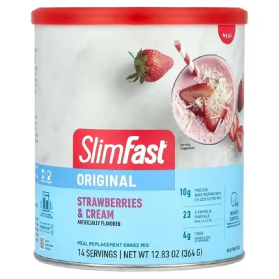 SlimFast Meal Replacement Powder, Original Strawberries & Cream, Weight Loss Shake Mix, 10g of Protein, 14 Servings image {3}