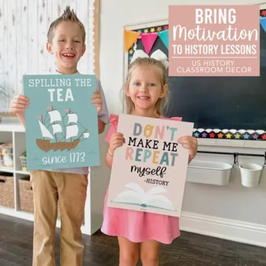 Hadley Designs Boho History Bulletin Board Classroom Decor Posters, Set of 6 image {3}