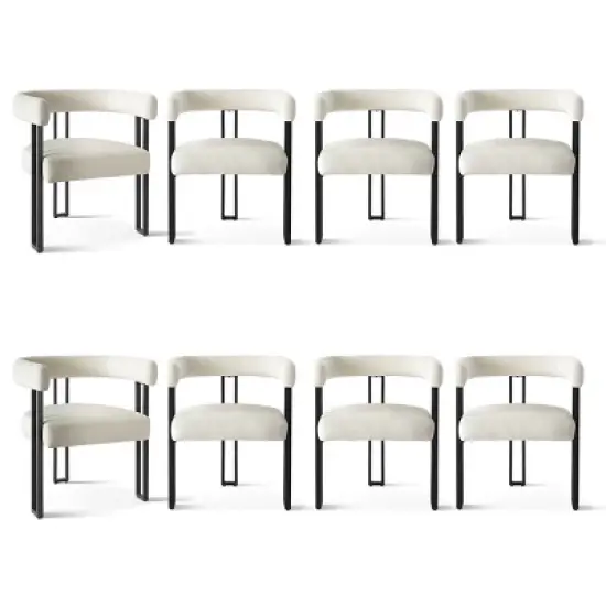Set of 8 Modern Velvet Dining Chairs, Upholstered Armchairs with Metal Legs, Contemporary Accent Chairs for Dining Room & Kitchen-Maison Boucle image {1}