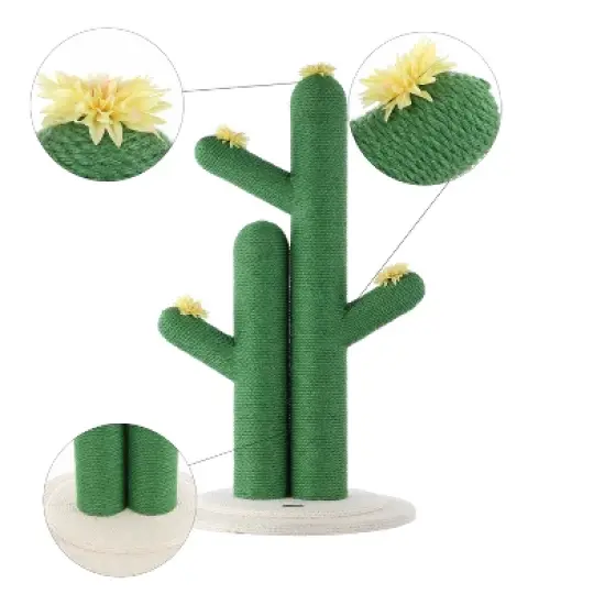Socorro Modern Jute Double-Cactus Cat Scratching Post with Flower Toys image {2}