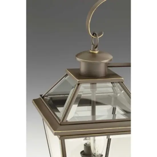 Progress Lighting Burlington 1-Light Outdoor Wall Lantern in Antique Bronze, Clear Beveled Glass Shade image {2}