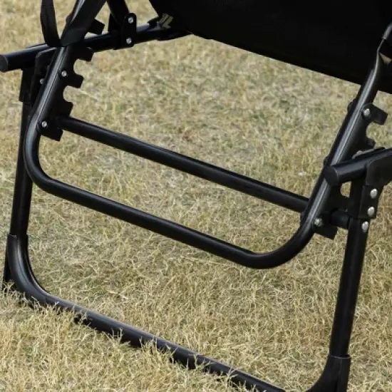 Outsunny Reclining Chaise Lounge Chair, Portable Sun Lounger, Folding Camping Cot, with Adjustable Backrest and Removable Pillow, for Patio, Garden, Beach image {4}