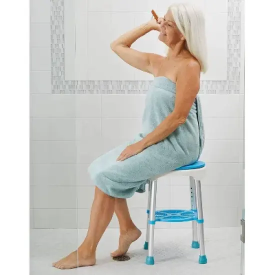 Carex EZ Swivel Shower Stool - 360&deg; Rotating Seat, Height-Adjustable, Plastic image {3}