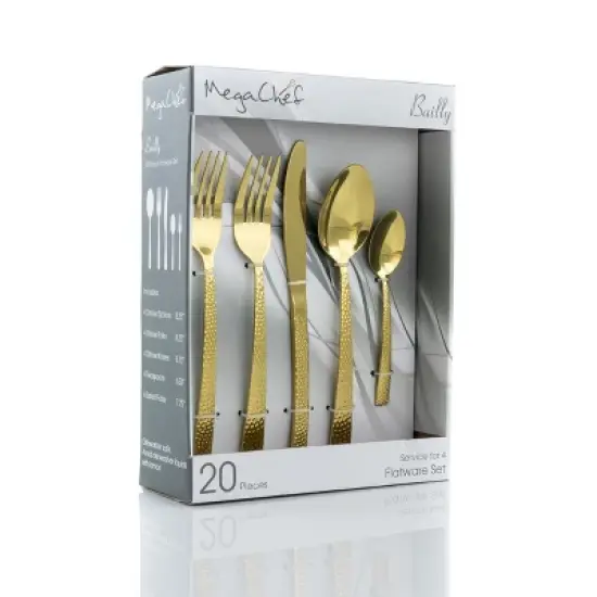 Megachef Baily 20 Piece Flatware Utensil Set, Stainless Steel Silverware Metal Service for 4 in Dream Color image {5}