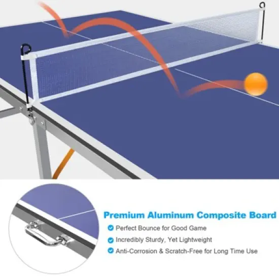 Professional Outdoor Table Tennis Tables,6x3FT Indoor/Outdoor Portable Ping Pong Table Game image {5}