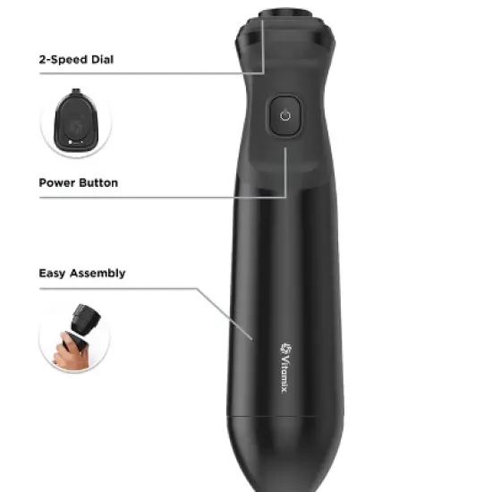 Vitamix 2-Speed Hand Immersion Blender Bundle with Whisk and Jar Black: Stainless Steel, 350W, Hand Held, Food Processor image {3}