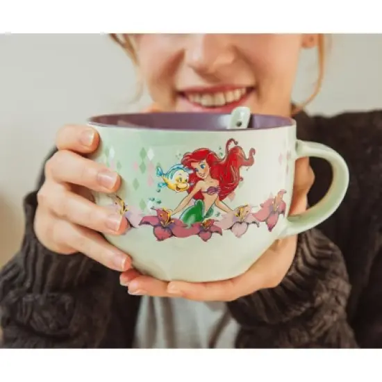 Silver Buffalo Disney The Little Mermaid Ariel Ceramic Soup Mug With Spoon | Holds 24 Ounces image {6}