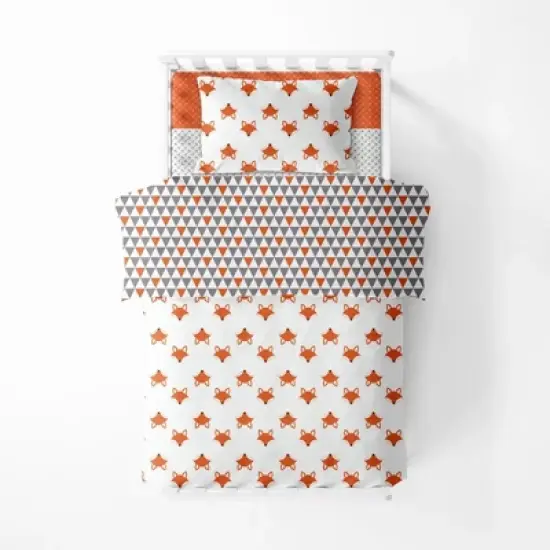 Bacati - Playful Fox Orange Gray 4 pc Toddler Bedding Set image {4}
