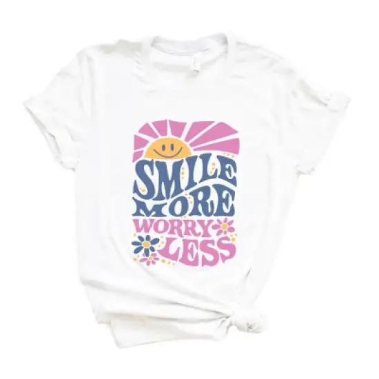 Simply Sage Market Women's Smile More Worry Less Sunshine Short Sleeve Graphic Tee image {5}