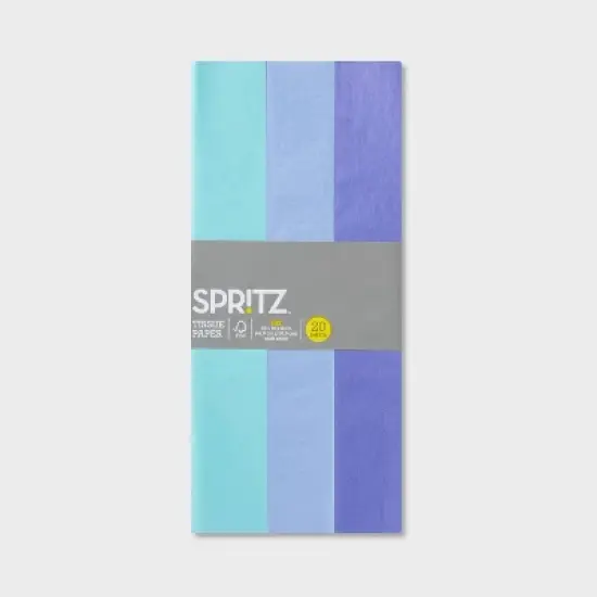 20ct Tissue Paper Blue/Purple - Spritz&trade;: Gift Packaging Accessories for All Occasions, 20 Sheets, Multicolored image {2}